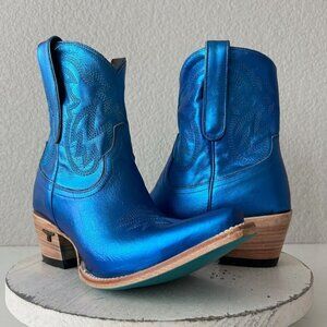 Lane SMOKESHOW Womens Cowboy Bootie 8.5 Blue Western Cowgirl Short Ankle Boots